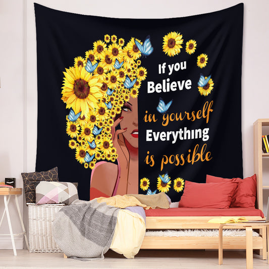 Sunflower Girl Tapestry Home Wall Decor