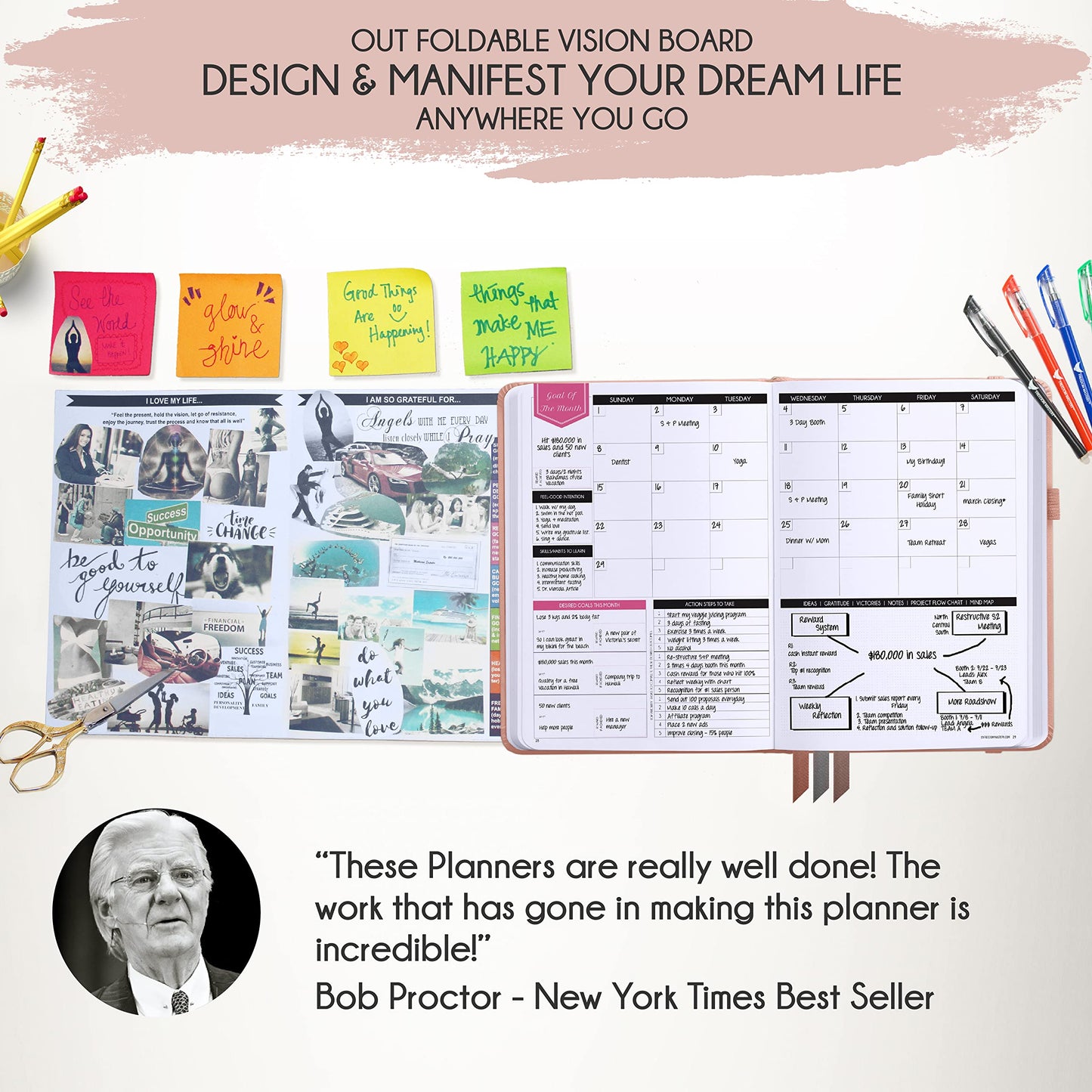 Life Planner - Undated Deluxe Weekly, Monthly Planner, a 12 Month Journey to Increase Productivity & Happiness, Life Organizer, Gratitude Journal, Law of Attraction Planner - Start Anytime