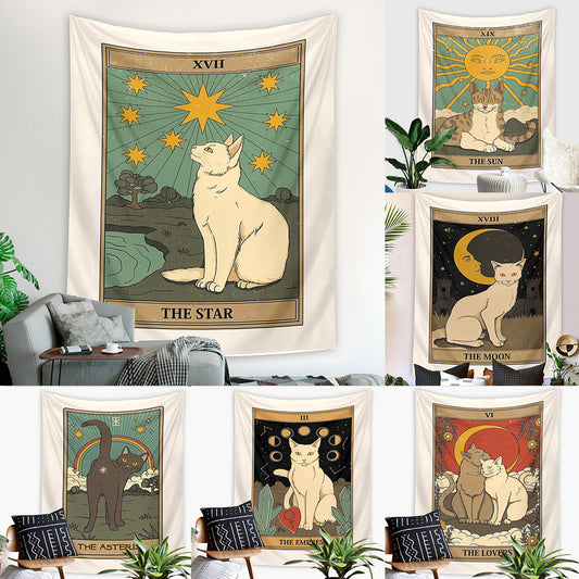 Tarot Cat Tapestry Amazon Background Cloth Decoration