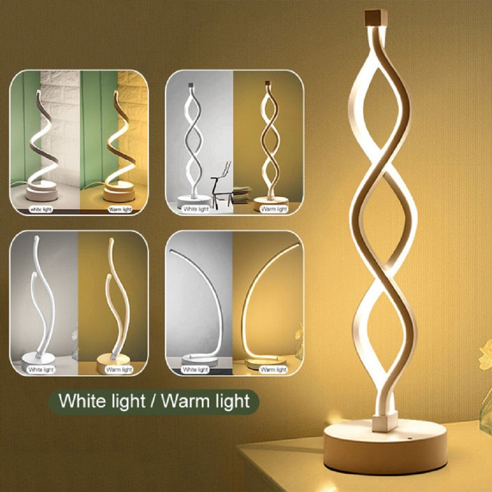 Acrylic Iron Curved Modern Spiral LED